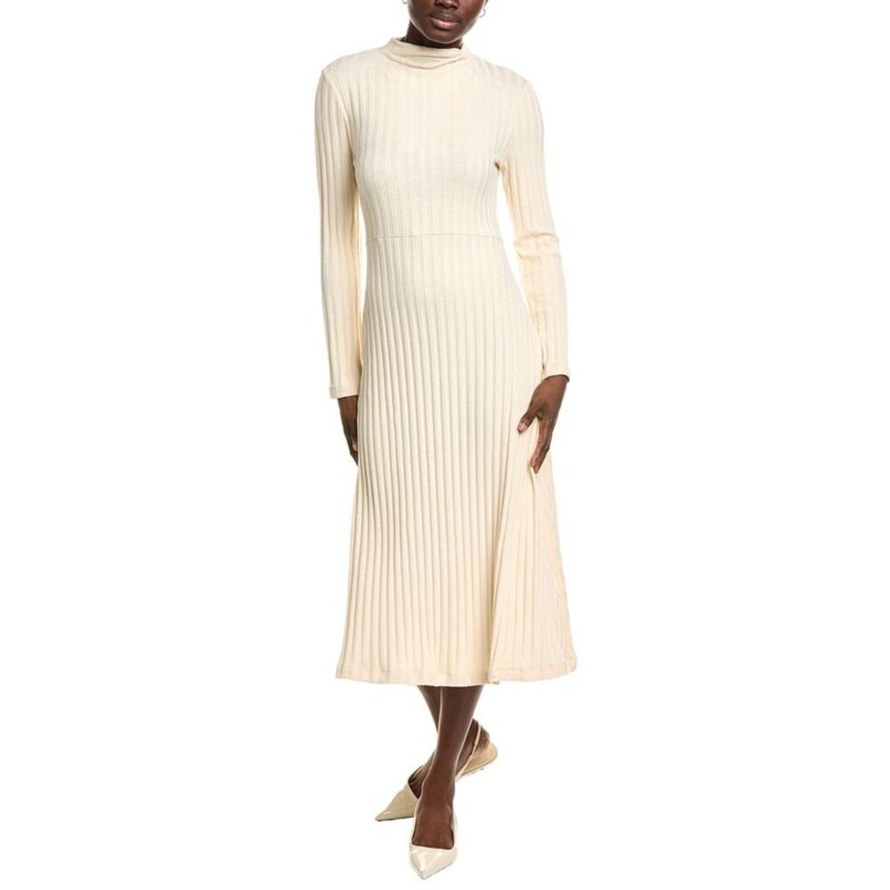 Michael Stars Womens Lenox Mock Neck Midi Dress, White